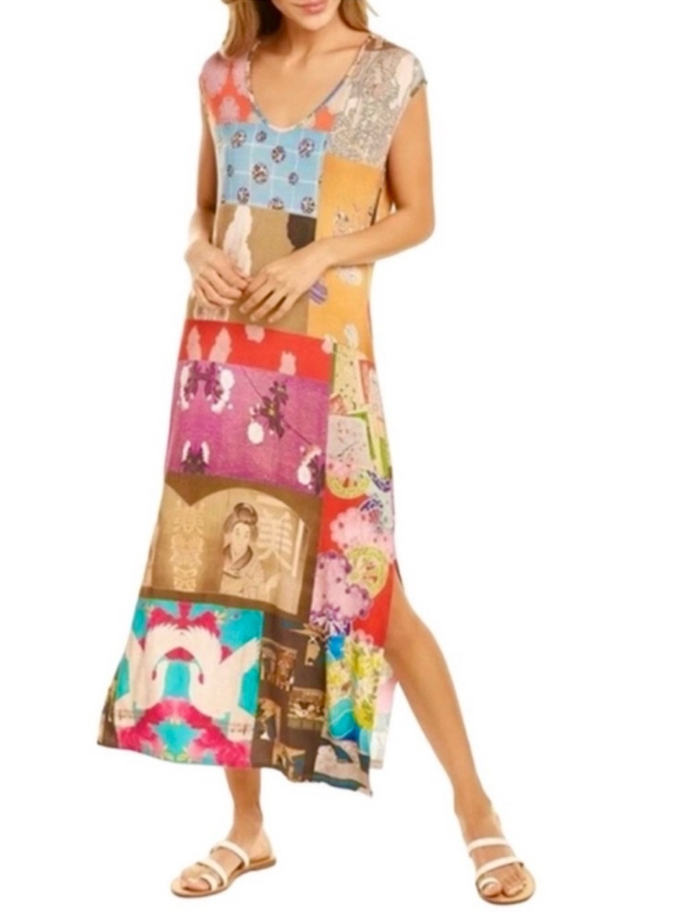 JOHNNY WAS Patchwork Print Tokyo Sleeveless Knit Boho Maxi Dress NEW Size XL
